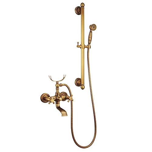 CWCQGH Wasserhähne, Duschset, verstellbares Kupfer-Duschsprinkler-Set mit Handbrause, Oberbrause und Höhe zur Anpassung der Position an Ihre Bedürfnisse, statischer Badewannen-Duschhahn CWCQGH Wasserhähne, Duschset, verstellbares Kupfer-Duschsprinkler-Set mit Handbrause, Oberbrause und Höhe zur Anpassung der Position an Ihre Bedürfnisse, statischer Badewannen-Duschhahn von CWCQGH