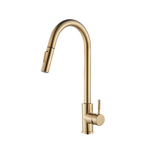 CWCQGH Wasserhahn Ausziehbarer Wasserhahn Aus Gebürstetem Gold Mit Einhebelmischer 360-Grad-Drehung Duscharmatur,Gold A,Brushed Gold a CWCQGH Wasserhahn Ausziehbarer Wasserhahn Aus Gebürstetem Gold Mit Einhebelmischer 360-Grad-Drehung Duscharmatur,Gold A,Brushed Gold a von CWCQGH