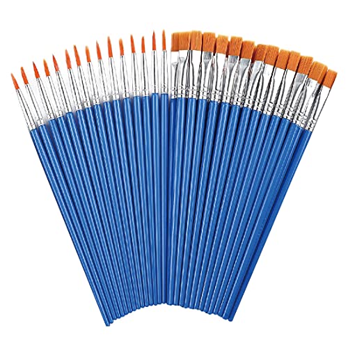 CWED 30 Stück flache Pinsel zum Ausbessern, Pinselset,Kleine Pinsel für Klassenzimmer, Malpinsel für Gipskeramik, Aquarell, Leinwand, Gesichtsbemalung, Pinsel set von CWED