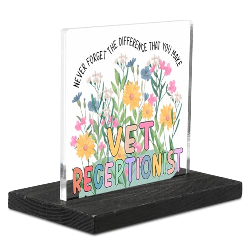 YCT5 Acrylschild mit Holzständer, Dankeschön-Schreibtisch-Dekoration für Tierklinikpersonal, niedliches Blumenmuster, Schreibtisch-Display für Tierärztliche Empfangsmitarbeiter, Kollegen YCT5 Acrylschild mit Holzständer, Dankeschön-Schreibtisch-Dekoration für Tierklinikpersonal, niedliches Blumenmuster, Schreibtisch-Display für Tierärztliche Empfangsmitarbeiter, Kollegen von CWGOTC