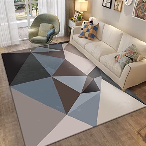 CWGQQ Area Rugs Teppich, weich, blau, grau, geometrisches Muster, rechteckiger Schlafzimmerteppich ist so warm, Unterlageteppich (160 x 230 cm) von CWGQQ