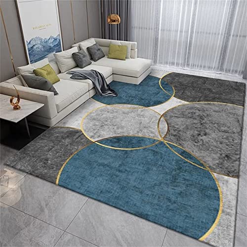 CWGQQ Teppich-Teppiche für Wohnzimmer, Teppich-Greifer-Stil, grau, blau, rund, geometrischer Druck-Stil, kann individuell angepasst Werden, Fell-Teppiche für Schlafzimmer, 170 x 240 cm von CWGQQ