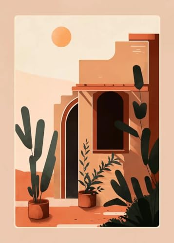 CWHSLM Boho-Terrakotta-Leinwandgemälde, marokkanische Terrakotta-Töpfe, Poster und Drucke, Moderne Wandkunst, ästhetische Bilder für Heimdekoration, 50 x 70 cm x 1, ohne Rahmen von CWHSLM