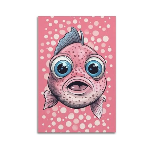 Kunstdruck auf Leinwand, modernes Design, niedliches Haustier-Poster, lustige Fische, große Augen, dekorative Kunst, 50 x 75 cm, ungerahmter Stil Kunstdruck auf Leinwand, modernes Design, niedliches Haustier-Poster, lustige Fische, große Augen, dekorative Kunst, 50 x 75 cm, ungerahmter Stil von CWLLOG