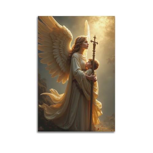 Kunstdruck auf Leinwand, modernes Poster, Motiv: Engel umarmendes Kind, strahlend warm, 50 x 75 cm, ungerahmt Kunstdruck auf Leinwand, modernes Poster, Motiv: Engel umarmendes Kind, strahlend warm, 50 x 75 cm, ungerahmt von CWLLOG