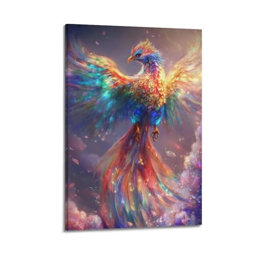 Moderner Kunstdruck auf Leinwand, Fantasie-Poster, farbenfrohes Phönix-Majestätisches Bild, zeigt mythischen Charme, dekoratives Gemälde, 40 x 60 cm, Rahmenstil Moderner Kunstdruck auf Leinwand, Fantasie-Poster, farbenfrohes Phönix-Majestätisches Bild, zeigt mythischen Charme, dekoratives Gemälde, 40 x 60 cm, Rahmenstil von CWLLOG