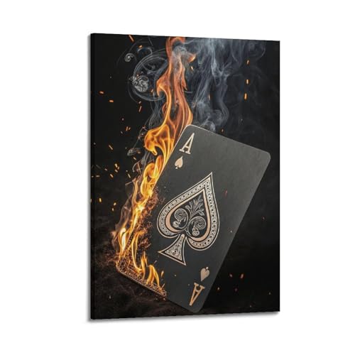 Moderner Kunstdruck auf Leinwand, Motiv: Brennender Spaten, flammender Poker, geheimnisvolle Atmosphäre, trendiges dekoratives Gemälde, 20 x 30 cm, Rahmenstil Moderner Kunstdruck auf Leinwand, Motiv: Brennender Spaten, flammender Poker, geheimnisvolle Atmosphäre, trendiges dekoratives Gemälde, 20 x 30 cm, Rahmenstil von CWLLOG