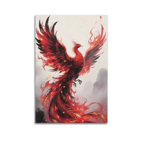 Moderner Kunstdruck auf Leinwand, Motiv: Fantasy-Poster, flammender Phönix, dynamisches Bild, zeigt mythischen Charme, dekoratives Gemälde, 20 x 30 cm, ungerahmter Stil Moderner Kunstdruck auf Leinwand, Motiv: Fantasy-Poster, flammender Phönix, dynamisches Bild, zeigt mythischen Charme, dekoratives Gemälde, 20 x 30 cm, ungerahmter Stil von CWLLOG
