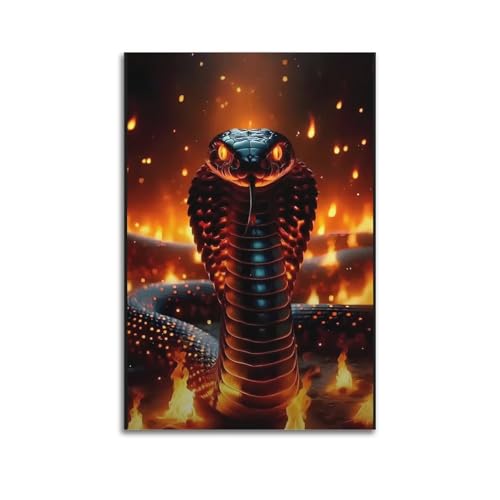 Moderner Kunstdruck auf Leinwand, Motiv: Feurige Kobra, dynamisches und bedrohliches Gemälde, 40 x 60 cm, ungerahmt Moderner Kunstdruck auf Leinwand, Motiv: Feurige Kobra, dynamisches und bedrohliches Gemälde, 40 x 60 cm, ungerahmt von CWLLOG