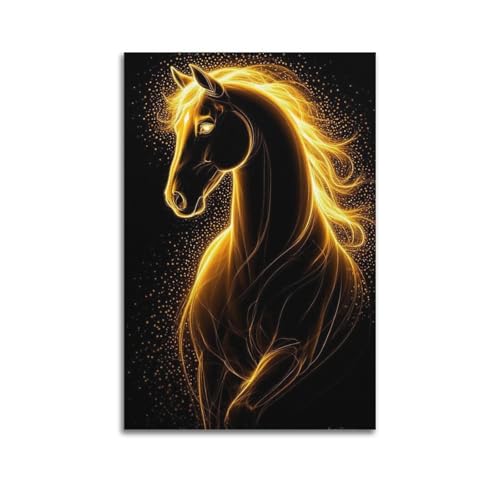 Moderner Kunstdruck auf Leinwand, Motiv: Goldenes Pferd, majestätisches Bild, zeigt mythischen Charme, dekoratives Gemälde, 50 x 75 cm, ungerahmter Stil Moderner Kunstdruck auf Leinwand, Motiv: Goldenes Pferd, majestätisches Bild, zeigt mythischen Charme, dekoratives Gemälde, 50 x 75 cm, ungerahmter Stil von CWLLOG