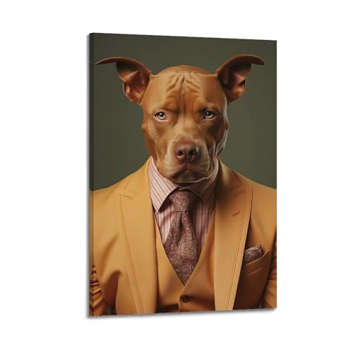 Moderner Kunstdruck auf Leinwand, Motiv: Hund im Anzug, lustiges Gentleman-Dekor, 20 x 30 cm, Rahmenstil Moderner Kunstdruck auf Leinwand, Motiv: Hund im Anzug, lustiges Gentleman-Dekor, 20 x 30 cm, Rahmenstil von CWLLOG