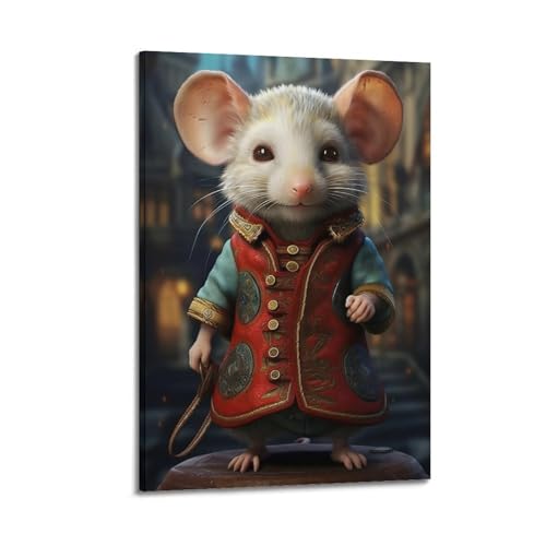 Moderner Kunstdruck auf Leinwand, Motiv: Maus in schickem Outfit, elegantes Bild, zeigt Dapper Charm, dekoratives Gemälde, 30 x 45 cm, Rahmenstil Moderner Kunstdruck auf Leinwand, Motiv: Maus in schickem Outfit, elegantes Bild, zeigt Dapper Charm, dekoratives Gemälde, 30 x 45 cm, Rahmenstil von CWLLOG