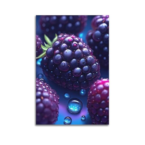 Moderner Kunstdruck auf Leinwand, Motiv: Stillleben, Brombeer-Landschaft, vermittelt frische Heilung, warme dekorative Kunst, 60 x 90 cm, ungerahmter Stil Moderner Kunstdruck auf Leinwand, Motiv: Stillleben, Brombeer-Landschaft, vermittelt frische Heilung, warme dekorative Kunst, 60 x 90 cm, ungerahmter Stil von CWLLOG