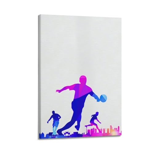 Moderner Kunstdruck auf Leinwand, Motiv: Tisch-Tennis-Silhouette, bunt, geometrisch, Sportdekoration, 30 x 45 cm, Rahmenstil Moderner Kunstdruck auf Leinwand, Motiv: Tisch-Tennis-Silhouette, bunt, geometrisch, Sportdekoration, 30 x 45 cm, Rahmenstil von CWLLOG