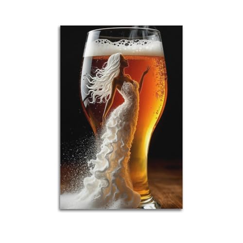 Moderner Kunstdruck auf Leinwand, Motiv: Zauberhafte Frau im Bierglas, magische und verführerische Kunstdekoration, 40 x 60 cm, ungerahmter Stil Moderner Kunstdruck auf Leinwand, Motiv: Zauberhafte Frau im Bierglas, magische und verführerische Kunstdekoration, 40 x 60 cm, ungerahmter Stil von CWLLOG
