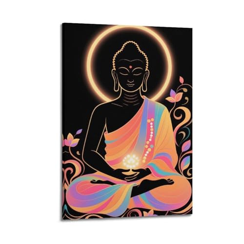 Moderner Kunstdruck auf Leinwand, Motiv: religiöses Charakter, leuchtende Buddha-Statue, vermittelt Frieden, Ruhe, Zen, dekorative Kunst, 60 x 90 cm, Rahmenstil Moderner Kunstdruck auf Leinwand, Motiv: religiöses Charakter, leuchtende Buddha-Statue, vermittelt Frieden, Ruhe, Zen, dekorative Kunst, 60 x 90 cm, Rahmenstil von CWLLOG
