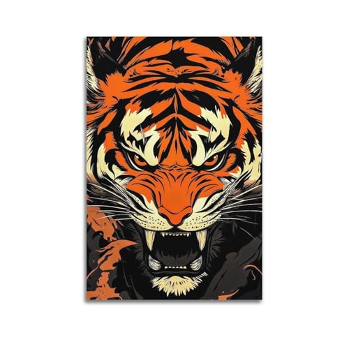 Moderner Kunstdruck auf Leinwand, Motiv: wilder Tiger, brüllend, lebendig, 30 x 45 cm, ungerahmter Stil Moderner Kunstdruck auf Leinwand, Motiv: wilder Tiger, brüllend, lebendig, 30 x 45 cm, ungerahmter Stil von CWLLOG