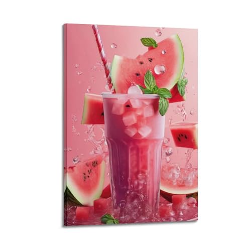 Moderner Kunstdruck auf Leinwand, Poster, Lebensmittelposter, Vollglas, Wassermelone, Smoothie, Sommer, erfrischend, dekorative Kunst, 20 x 30 cm, Rahmenstil Moderner Kunstdruck auf Leinwand, Poster, Lebensmittelposter, Vollglas, Wassermelone, Smoothie, Sommer, erfrischend, dekorative Kunst, 20 x 30 cm, Rahmenstil von CWLLOG