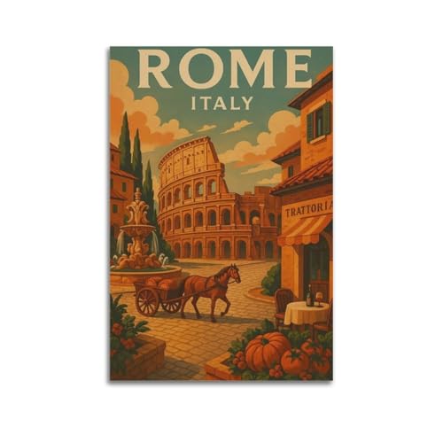 Moderner Kunstdruck auf Leinwand, Poster, Reiseposter, Rom, Italien, ikonisches und charmantes Gemälde, 30 x 45 cm, ungerahmter Stil Moderner Kunstdruck auf Leinwand, Poster, Reiseposter, Rom, Italien, ikonisches und charmantes Gemälde, 30 x 45 cm, ungerahmter Stil von CWLLOG
