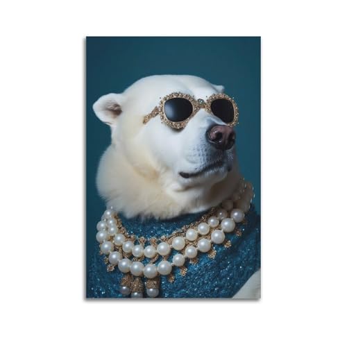 Moderner Kunstdruck auf Leinwand, glamouröses Poster, Eisbär in Perlen, schickes Bild, luxuriöser Charm, dekoratives Gemälde, 40 x 60 cm, ungerahmter Stil Moderner Kunstdruck auf Leinwand, glamouröses Poster, Eisbär in Perlen, schickes Bild, luxuriöser Charm, dekoratives Gemälde, 40 x 60 cm, ungerahmter Stil von CWLLOG