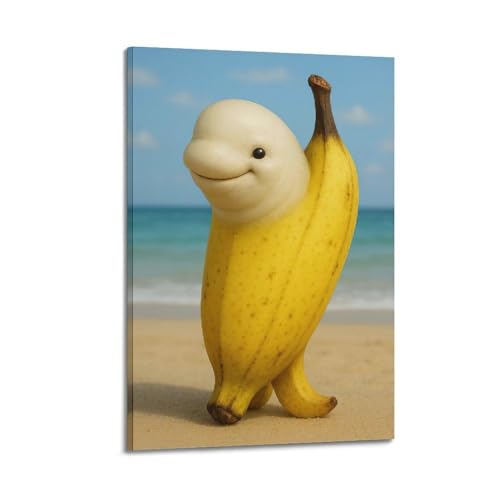 Moderner Kunstdruck auf Leinwand, kreatives Tierposter Beluga in Bananenform, dekoratives Gemälde, 50 x 75 cm, Rahmenstil Moderner Kunstdruck auf Leinwand, kreatives Tierposter Beluga in Bananenform, dekoratives Gemälde, 50 x 75 cm, Rahmenstil von CWLLOG