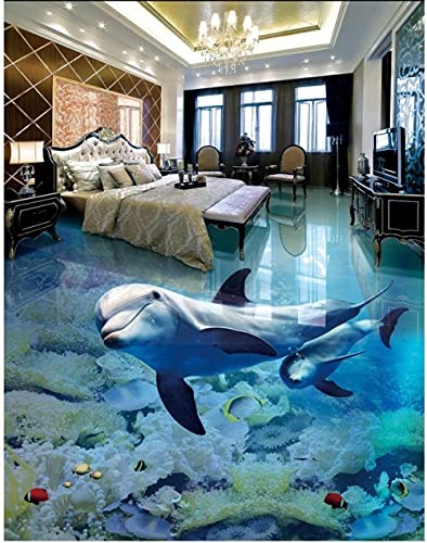 3D Custom Wandaufkleber Meer Delfine Bodenbelag Malerei Fototapete für Wände 3d-150 * 105cm von CWLYXT