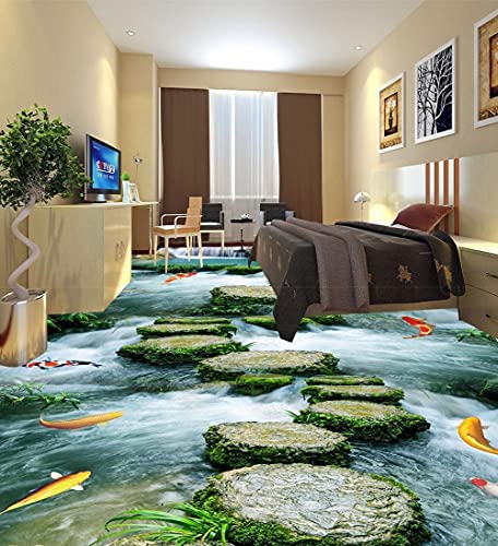 3D Wandaufkleber Stein Weg zum Badezimmer Boden Badezimmer 3D Wandbild Bodenabziehbilder Kreatives Design für Home Deco-150 * 105cm von CWLYXT