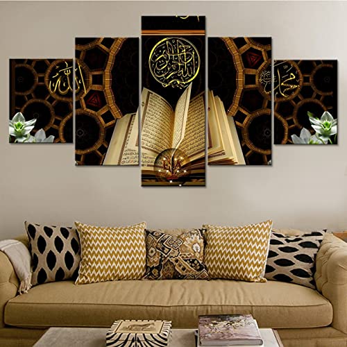 5 Stück Wandkunst Leinwand Malerei Islamische Koran Bilder Poster Home Modular Modern Wohnzimmer Schlafzimmer Dekoration, 40x60 40x80 40x100cm von CWLYXT