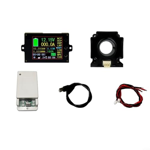 2,4-Zoll-Farbbildschirm Drahtloser Spannungs-Stromzähler, Spannung-Amperemeter, Leistungsmesser mit Temperaturüberwachung und bidirektionaler Erkennung (B) von CWOQOCW