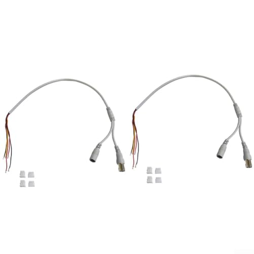 2 x 60 cm Strom-Videokabel für BNC-DC-Anschluss, zuverlässige Wahl für CCTV-Installation (grau x 2P2.0 + 3P1.5) von CWOQOCW