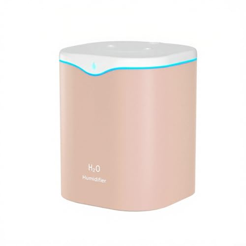 2000 ml großer Luftbefeuchter mit zwei Sprühstrahlen, Luftbefeuchter für Schlafzimmer mit LED-Leuchten und automatischer Abschaltung für feuchtigkeitsspendende Luft zu Hause (rosa) von CWOQOCW