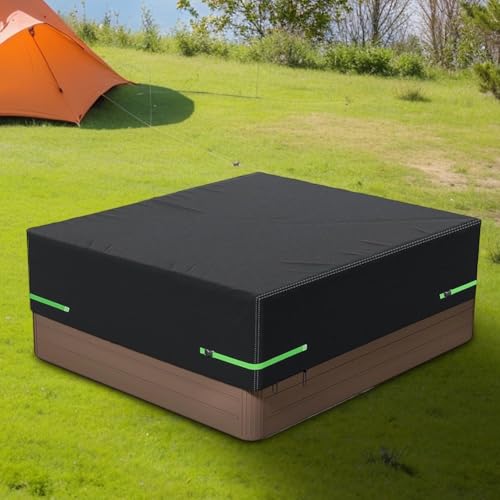 210D Abdeckung für Badewanne, quadratisch, Outdoor-Spa-Abdeckung mit innovativem Kordelzug für maximale Passform und Stabilität (182,9 x 182,9 x 50,8 cm) von CWOQOCW