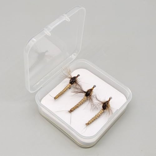3 Stück Fliegenköder zum Angeln Federflügel Mayfly Köder für Forellen und Lachs Abenteuer (12#) von CWOQOCW