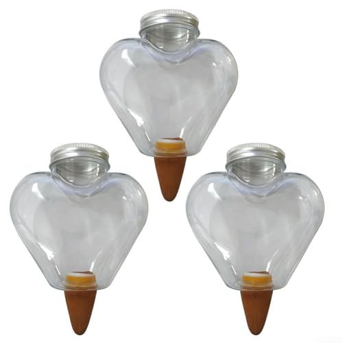 3 herzförmige automatische Bewässerungstöpfe für Pflanzen mit einfachem Topfeinsatz-Design, die Topfpflanzen über Tage konstante Feuchtigkeit versorgen von CWOQOCW