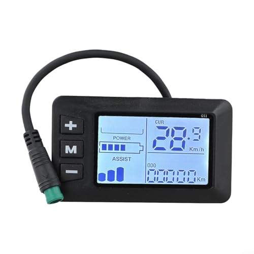 5 Pins Wasserdicht LCD Bildschirm für E-Bike 24V 36V 48V mit Essential Metrics Display (schwarz-weißer Bildschirm) von CWOQOCW