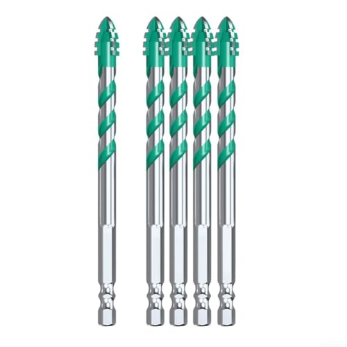 5-teiliges Bohrer-Set für Glas, Holz, Metall, Fliesen mit vierschneidigem, gezacktem Exzenter-Design für präzises und stabiles Bohren in harten Materialien (10 mm) von CWOQOCW