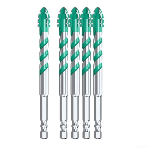 5-teiliges Bohrer-Set für Glas, Holz, Metall, Fliesen mit vierschneidigem, gezacktem Exzenter-Design für präzises und stabiles Bohren in harten Materialien (12 mm) von CWOQOCW