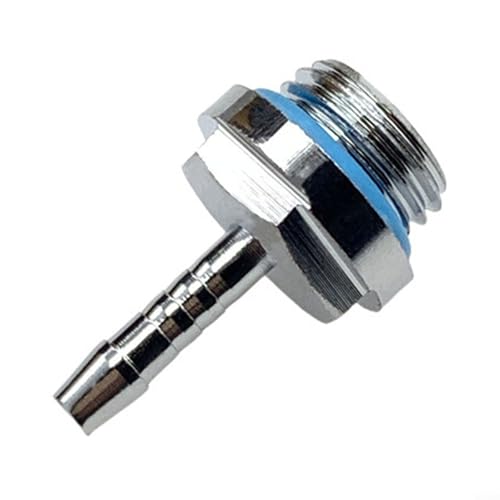 6 x Wasserkühlungsstutzen mit G1/4-Gewindeschlauch, Pagodenanschluss für PC-Wasserkühlsysteme, Heizkörper, Pumpen, Tanks mit Dichtungsring und Chrom-Finish (4 mm) von CWOQOCW