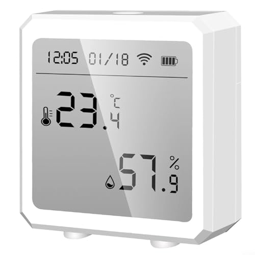 Außenthermometer Smart Wireless WiFi Hygrometer Thermometer, genaue Temperatur- und Luftfeuchtigkeitsmessungen, App, LED-Display von CWOQOCW