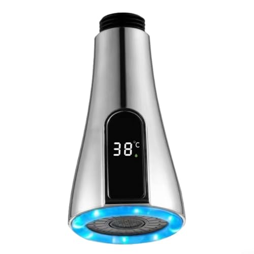 Ausziehbarer Sprühkopf mit Doppelfunktion, 2 Modi, ausziehbare Küchenspüle, Sprühdüse mit LED-Temperaturanzeige, Dual-Modus, wassersparender Wasserhahn-Sprüher G1/2 von CWOQOCW