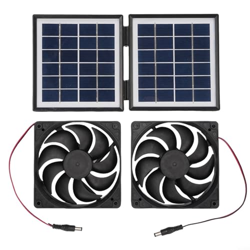 CWOQOCW 10 W monokristallines Solarmodul betriebener Abluftventilator zur Belüftung in Wohnmobilen, Tierhäusern, Küchen und Gewächshäusern (schwarz) von CWOQOCW