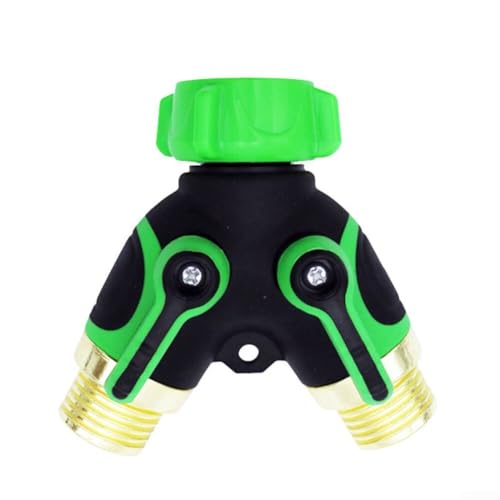 CWOQOCW 2-Wege-Y-Verteiler-Schlauchverbinder mit Komfortgriff, Absperrventile für Gartenbewässerung, US-Standard, 1,9 cm (3/4 Zoll), kompatibel (grün) von CWOQOCW