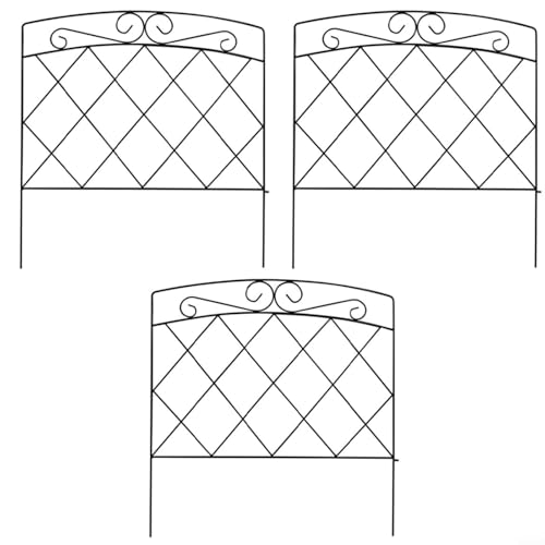 CWOQOCW 3 Stück dekorative Gartenbegrenzung Zaun Metall Faltbarriere Panel für Außenlandschaft Blumen Bäume Schutz 60,5 cm (schwarz) von CWOQOCW