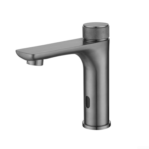 CWOQOCW 304 Edelstahl-Infrarot-Sensor-Wasserhahn für heißes und kaltes Wasser mit einstellbarer Temperaturregelung, ergonomisches, rutschfestes Handrad (grau) von CWOQOCW