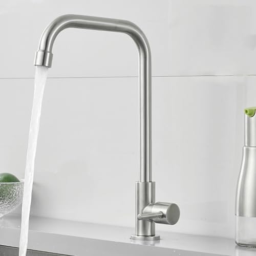 CWOQOCW 304 Edelstahl Küchenarmatur Wasserreiniger Einhebelloch Wasserhahn Kalt Wasserhahn mit Energiesparender Bubbler für Bars, Badezimmer, Küche CWOQOCW 304 Edelstahl Küchenarmatur Wasserreiniger Einhebelloch Wasserhahn Kalt Wasserhahn mit Energiesparender Bubbler für Bars, Badezimmer, Küche von CWOQOCW