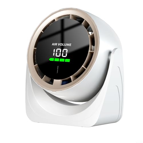 CWOQOCW 360 Grad drehbarer Schreibtischventilator mit digitalem Display und Typ-C-Ladeanschluss, Kühlventilator für Heimbüro (weiß) von CWOQOCW