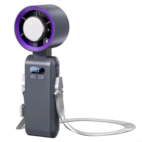 CWOQOCW 3600mAh Tragbarer Handventilator mit Eiskühlfunktion 90° Faltbarer Halsventilator 12000RPM Motor 199 Geschwindigkeitseinstellungen LED-Display Wiederaufladbarer Akku (Rosa) von CWOQOCW