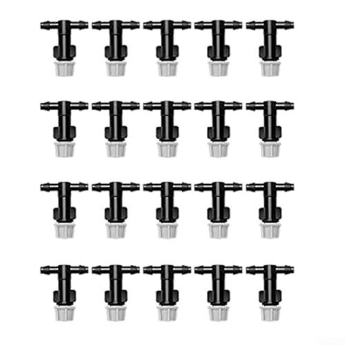 CWOQOCW 4/7 mm verstellbare Bewässerungstropfer Sprinkler mit Verbindungsstück, 20/50 Stück Pflanzenbewässerungstropfer Set Sprühdüsen mit Durchflusskontrolle für Gartenbewässerung (20 Stück) von CWOQOCW