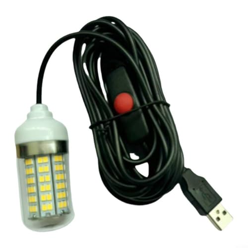 CWOQOCW 5 V LED Unterwasser-Angel-Licht, wiederaufladbar, über USB, Fischfinder, Lampe, Tieftropfen, Nachtfischköder, Licht für Garnelen, Tintenfisch, Barsch, Forelle (gelb) von CWOQOCW