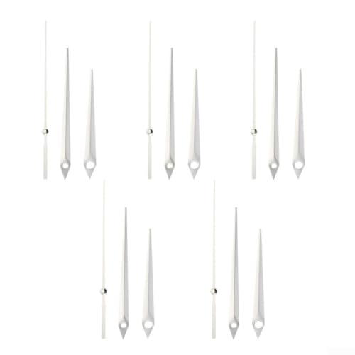 CWOQOCW 5-teiliges Uhrenzeiger-Set, aus Aluminium, Aluminium, Zeiger-Kits, DIY-Reparaturteile, Ersatzuhr-Reparatur (Silber) von CWOQOCW